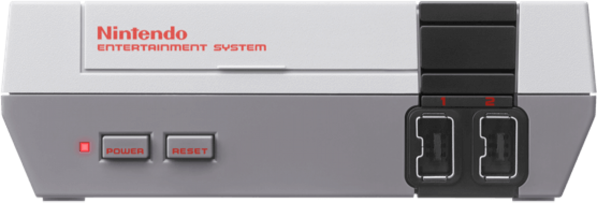 Nintendo Entertainment System Classic Edition NES Classic mini console, complete in box CIB, two controllers included, retro gaming system with preloaded classic games front panel view shot