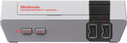 Nintendo Entertainment System Classic Edition NES Classic mini console, complete in box CIB, two controllers included, retro gaming system with preloaded classic games front panel view shot