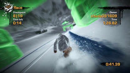 Stoked Big Air Edition Xbox 360 X360 video game featuring snowboarding sports gameplay extreme mountain riding freestyle tricks aerial jumps big air competitions snowboard customization mountain exploration challenging courses professional snowboarders trick combinations and Big Air Edition bonus content classic Xbox 360 snowboarding action retro video game collection collectible gaming appeal gameplay screenshot