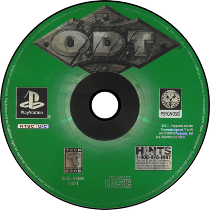 ODT: Escape or Die Trying PlayStation 1 PS1 for action adventure retro video game fans featuring fantasy exploration puzzle solving platforming combat mysterious worlds challenging quests cinematic gameplay collectible gaming appeal disc