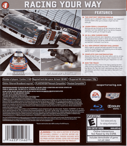 NASCAR 09 back cover art for PlayStation 3 (PS3) video game
