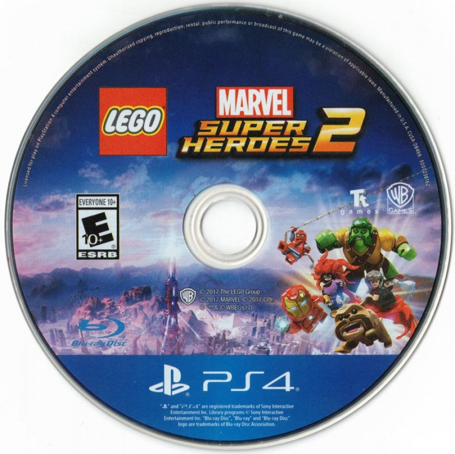 LEGO Marvel Super Heroes 2 disc cover art for PlayStation 4 video game. 