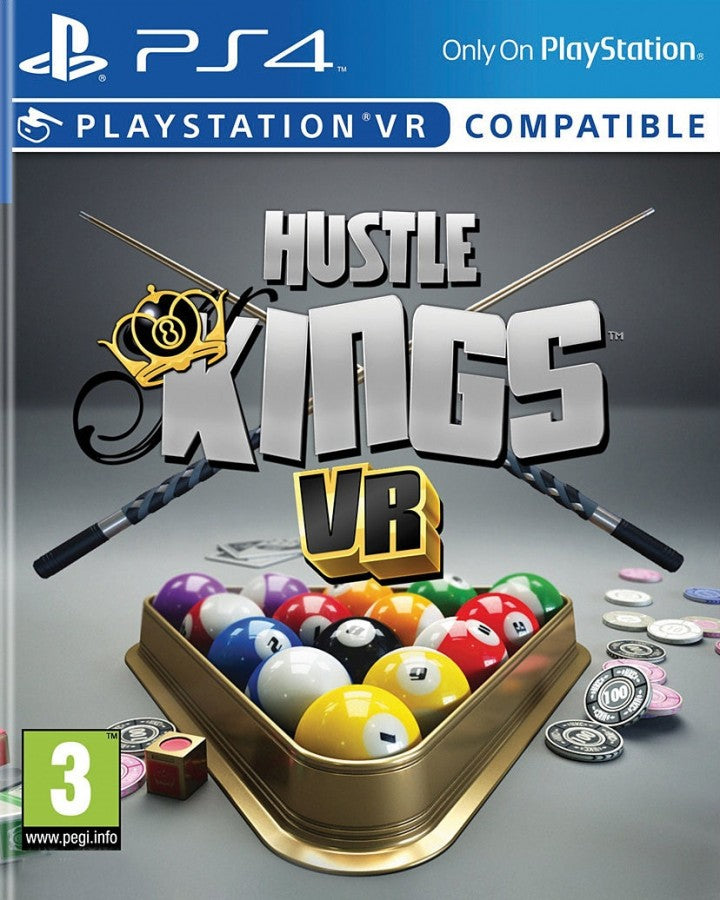 Hustle Kings VR [PAL Import] – PlayStation 4 (PS4) video game cover image, virtual reality pool and billiards simulation title for PS4