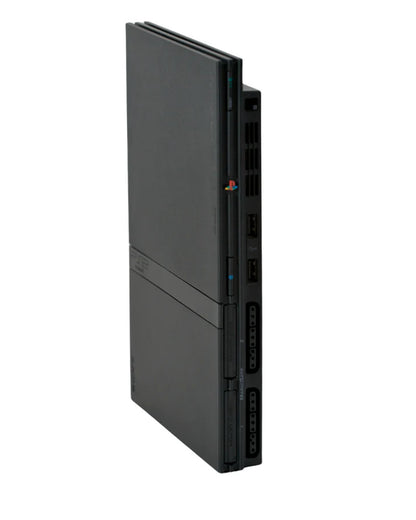 PS2 Slim system Sony PlayStation 2 Slim console slimline model compact design gaming system retro console disc based PS2 hardware gaming entertainment system PlayStation 2 Slim gaming console