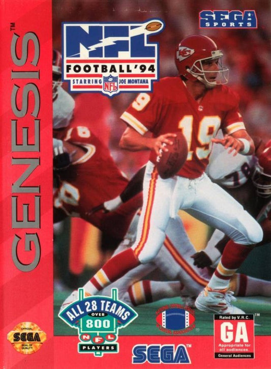 NFL Football 94 Starring Joe Montana cover art for Sega Genesis (GEN) video game