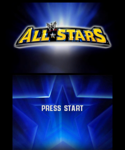 WWE All Stars start screen for Nintendo 3DS (3DS) wrestling sports video game