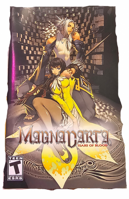 Magna Carta Tears of Blood PlayStation 2 PS2 role playing video game featuring fantasy adventure turn-based combat strategic battles character development magical abilities detailed environments challenging enemies story-driven gameplay and classic PlayStation 2 PS2 gaming collectible retro gaming appeal manual