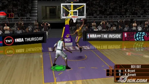 NBA 09: The Inside for PSP basketball sports video game featuring authentic NBA teams and players fast paced handheld gameplay franchise and season modes and portable PlayStation basketball simulation experience gameplay