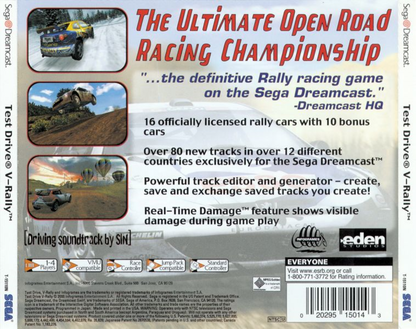 Test Drive V-Rally back cover art for Sega Dreamcast (DC) video game