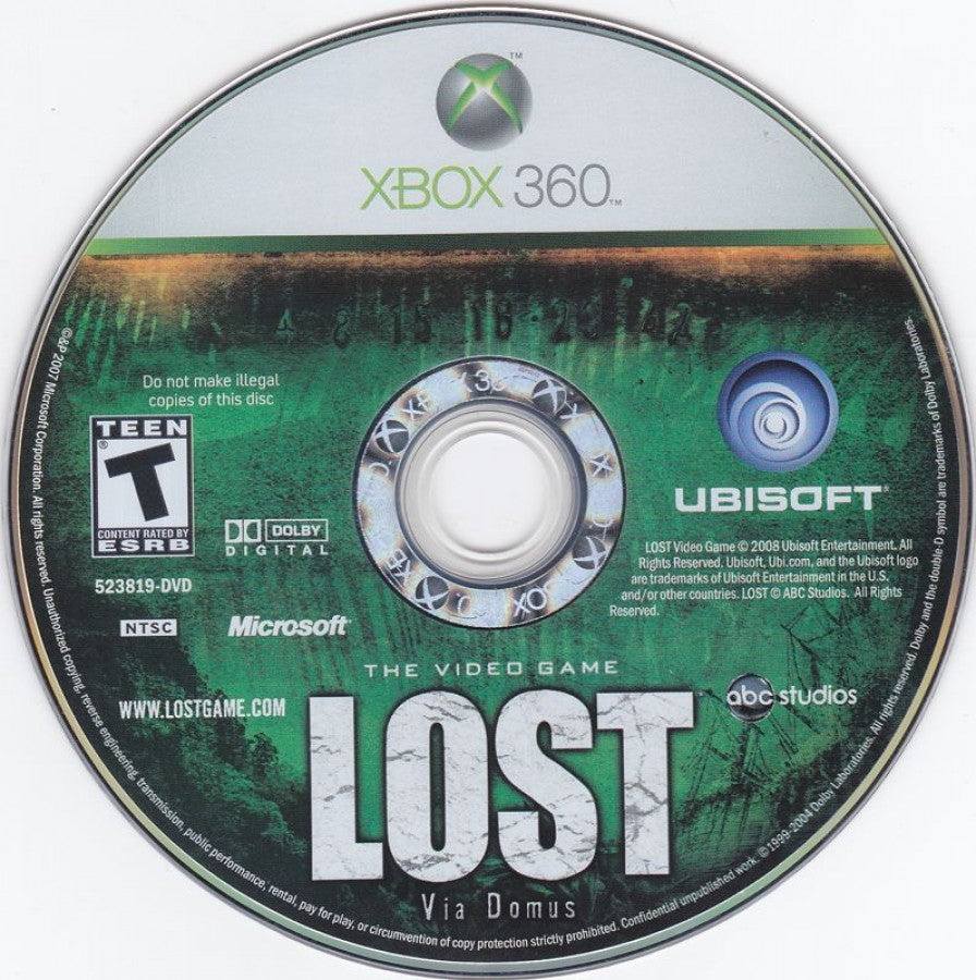 Lost: Via Domus disc for Xbox 360 (X360) action-adventure video game
