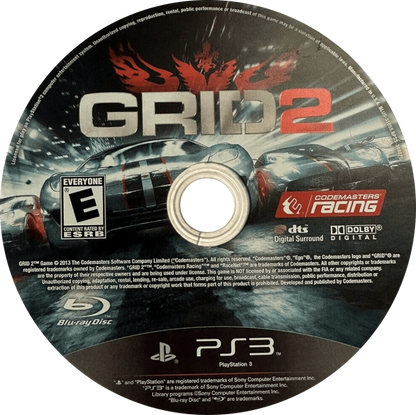 Grid 2 disc for PlayStation 3 PS3 video game