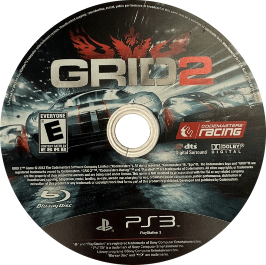 Grid 2 disc for PlayStation 3 PS3 video game