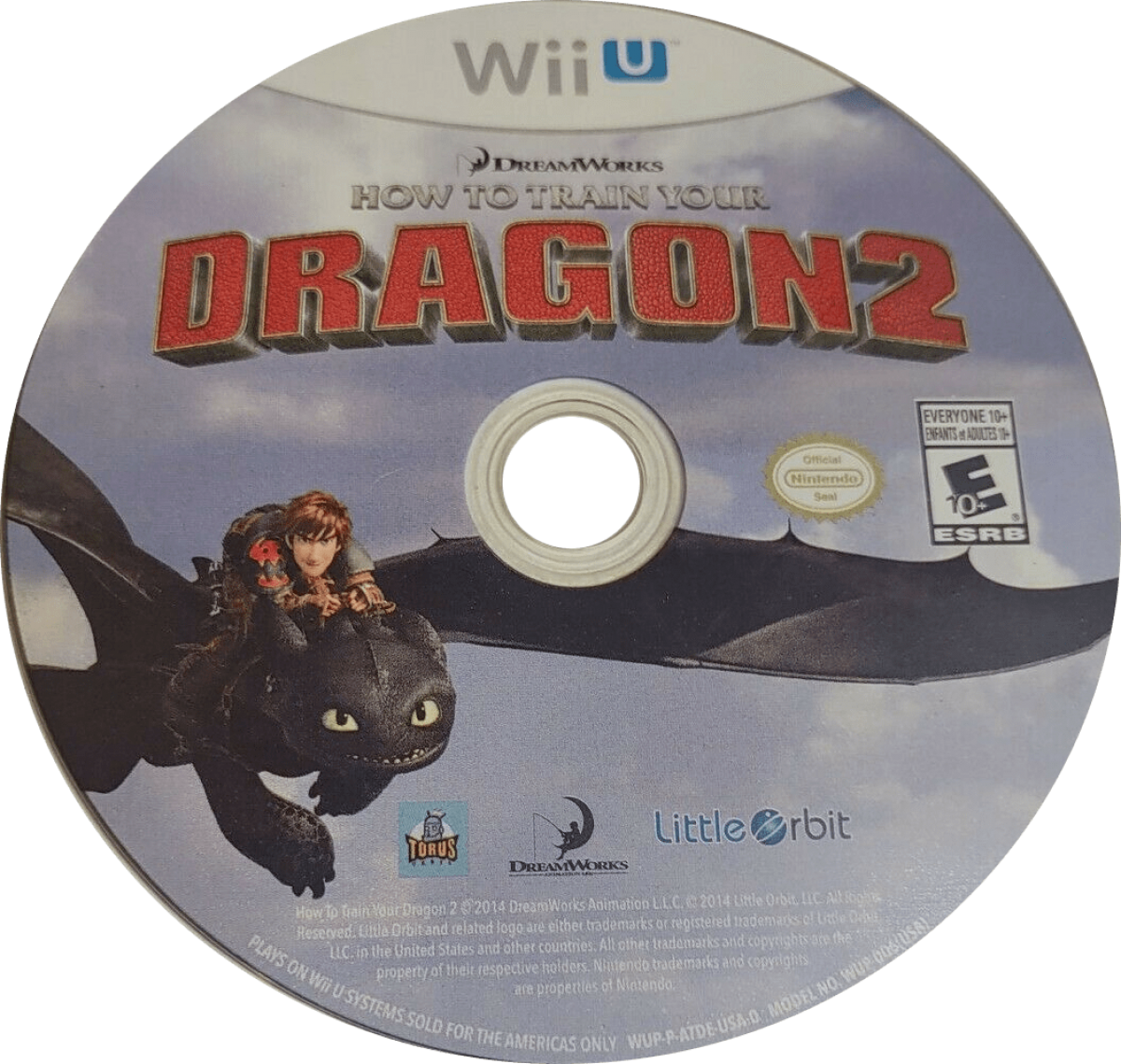 How to Train your Dragon 2 disc cover art for Nintendo Wii U (Wii U) video game. 