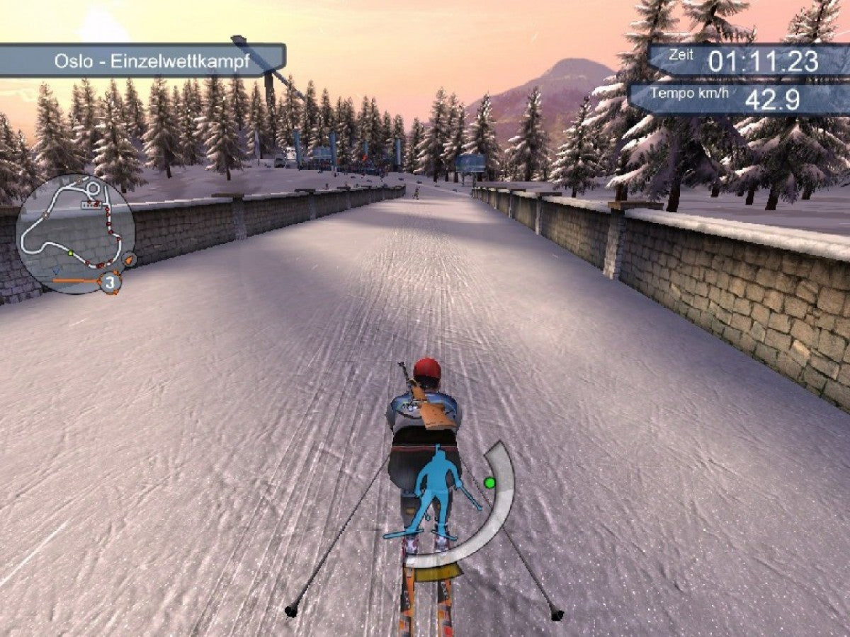 Biathlon 2008 for PlayStation 2 with winter sports shooting and skiing theme gameplay