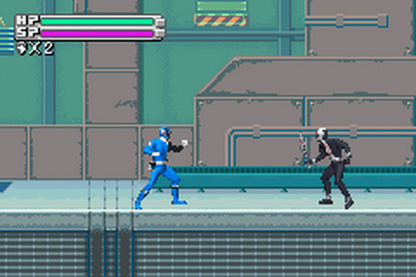 Power Rangers SPD for Game Boy Advance, gameplay for an action platformer video game with side-scrolling combat, character abilities, mission-based gameplay, and team-based challenges