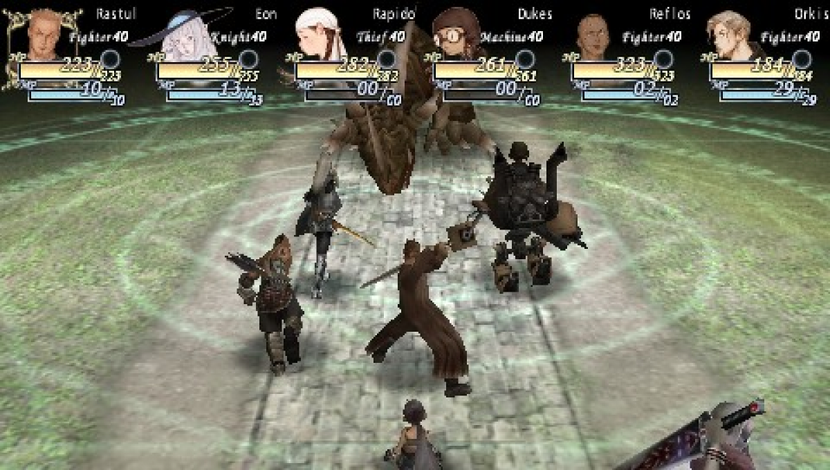 Valhalla Knights PlayStation Portable PSP inspired design featuring fantasy action role playing adventure aesthetic customizable party creation real time combat dungeon exploration medieval world quests character progression and portable RPG gameplay presentation gameplay  