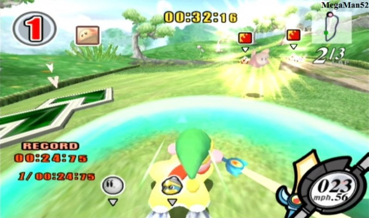 Kirby Air Ride Player’s Choice Nintendo GameCube GC video game, racing action, platformer elements, multiplayer gameplay, classic Nintendo console title gameplay