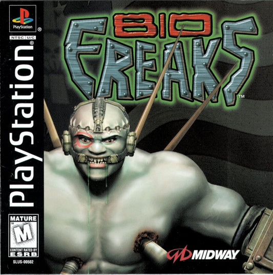 Bio FREAKS PS1 PlayStation 1 fighting game cybernetic combat sci fi arena battles arcade style gameplay retro video game cover art