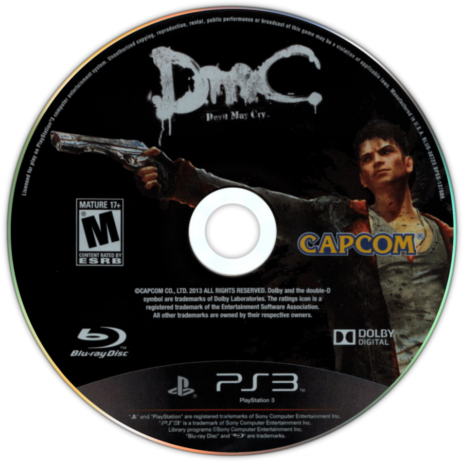 DMC: Devil May Cry disc art for PlayStation 3 (PS3) video game