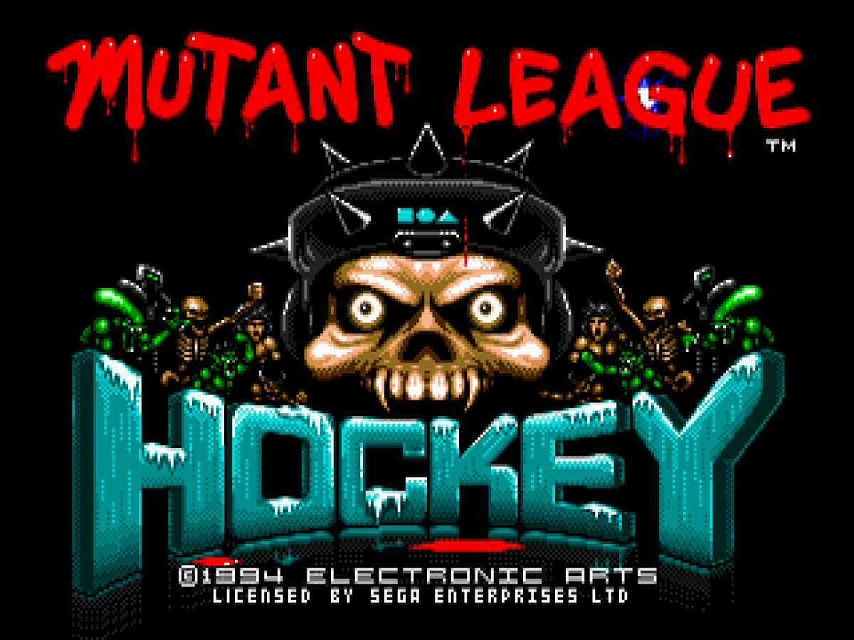 Mutant League Hockey title screen for Sega Genesis (GEN) video game