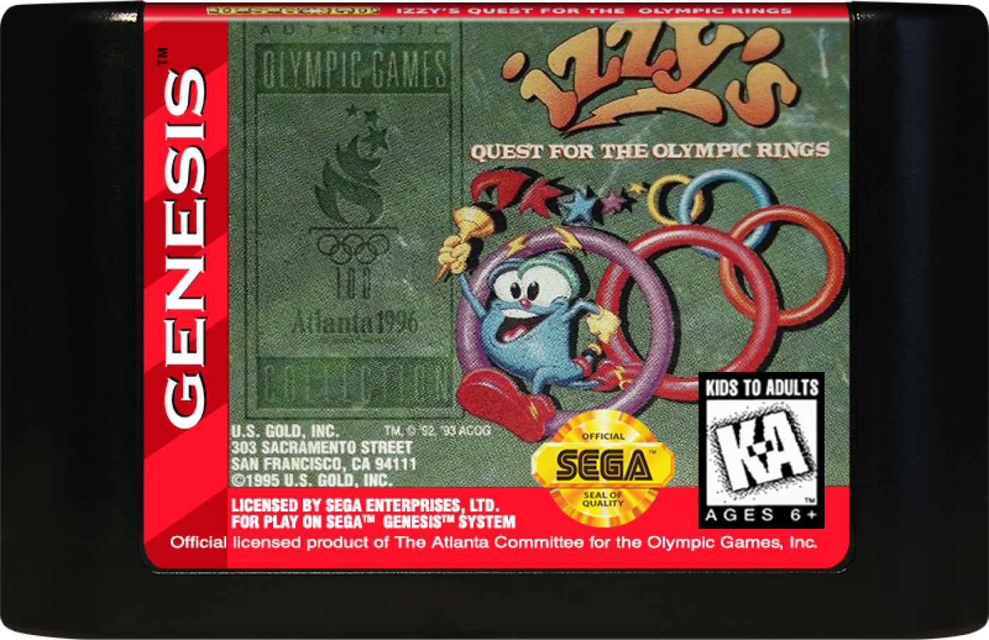 Izzy's Quest for the Olympic Rings cartridge for Sega Genesis (GEN) video game