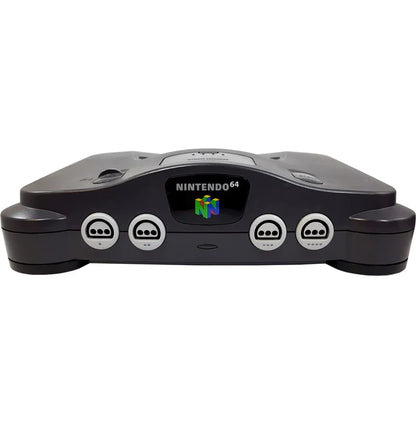 Nintendo 64 Console home video game console 64 bit system cartridge based gaming hardware four controller ports classic retro Nintendo system front view of console