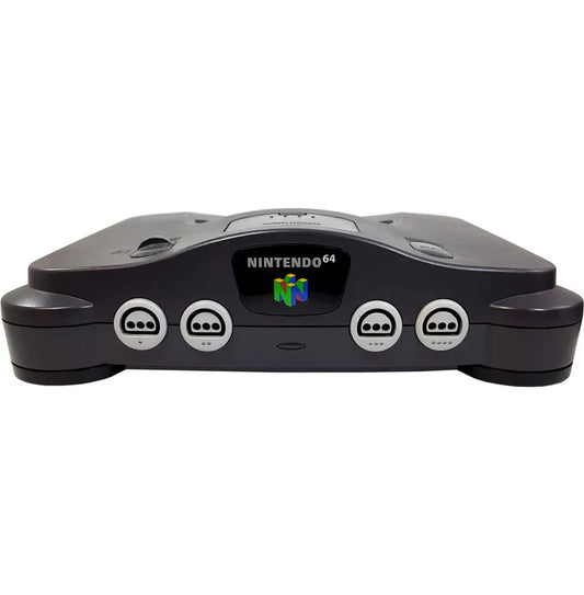 Nintendo 64 Console home video game console 64 bit system cartridge based gaming hardware four controller ports classic retro Nintendo system front view of console