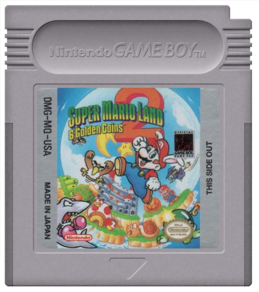 Super Mario Land 2 6 Golden Coins Game Boy GB for retro video game enthusiasts featuring classic side scrolling platforming gameplay Mario adventure imaginative worlds hidden secrets challenging levels iconic Nintendo action and collectible gaming appeal cartridge