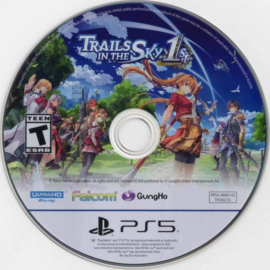 The Legend of Heroes Trails in the Sky First Chapter PS5 game featuring classic JRPG storytelling, turn-based combat, and a rich fantasy world adventure disc