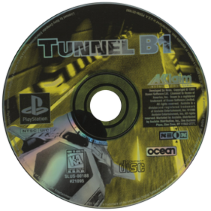 Tunnel B1 PlayStation PS1 for first person shooter video game fans featuring futuristic combat tunnel exploration vehicle based gameplay intense weapons alien enemies sci fi environments challenging missions and classic retro PlayStation gaming collectible appeal disc