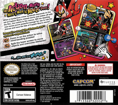 Viewtiful Joe: Double Trouble back cover art for Nintendo DS (DS) video game 