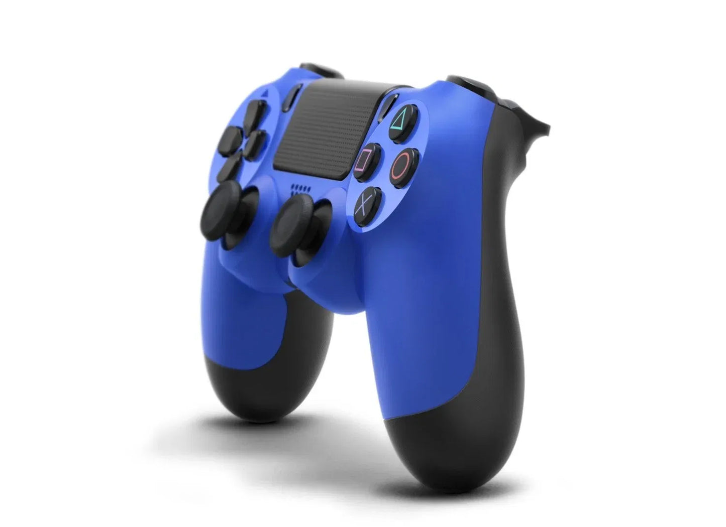 DualShock 4 wireless controller in blue featuring classic PlayStation button layout and responsive analog controls