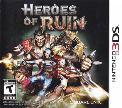 Heroes of Ruin Nintendo 3DS game featuring action RPG gameplay with dungeon crawling loot based progression character classes and online cooperative multiplayer in a dark fantasy world front cover 
