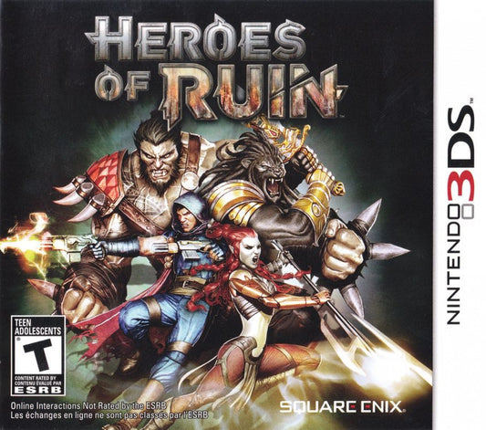 Heroes of Ruin Nintendo 3DS game featuring action RPG gameplay with dungeon crawling loot based progression character classes and online cooperative multiplayer in a dark fantasy world front cover 
