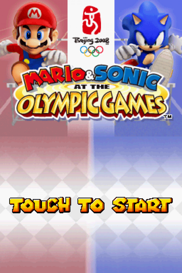 Mario & Sonic at the Olympic Games start screen for Nintendo DS (DS) sports mini-game collection video game