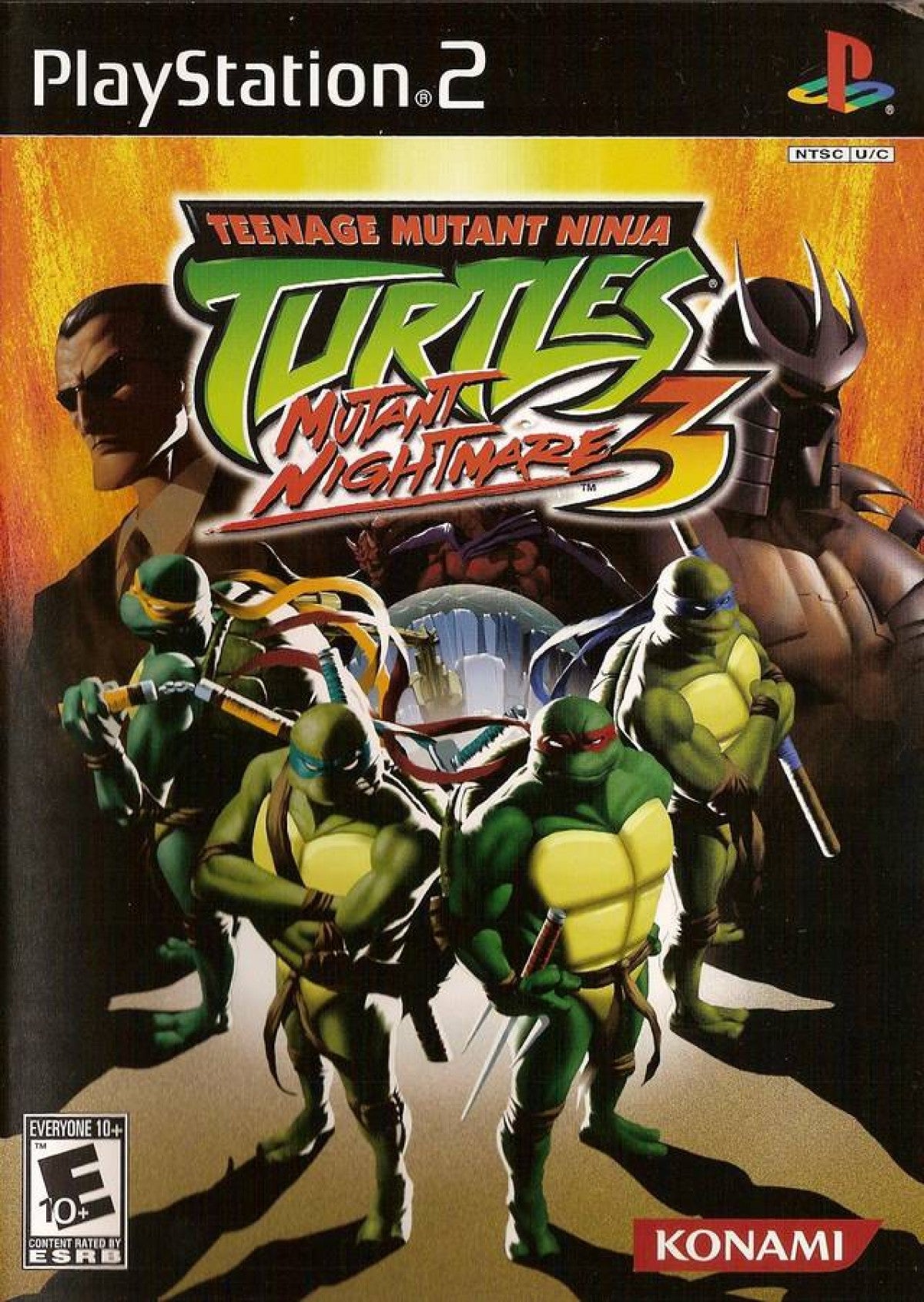 Teenage Mutant Ninja Turtles 3: Mutant Nightmare action beat em up adventure game featuring Leonardo Michelangelo Donatello Raphael co op multiplayer missions comic inspired gameplay front cover 