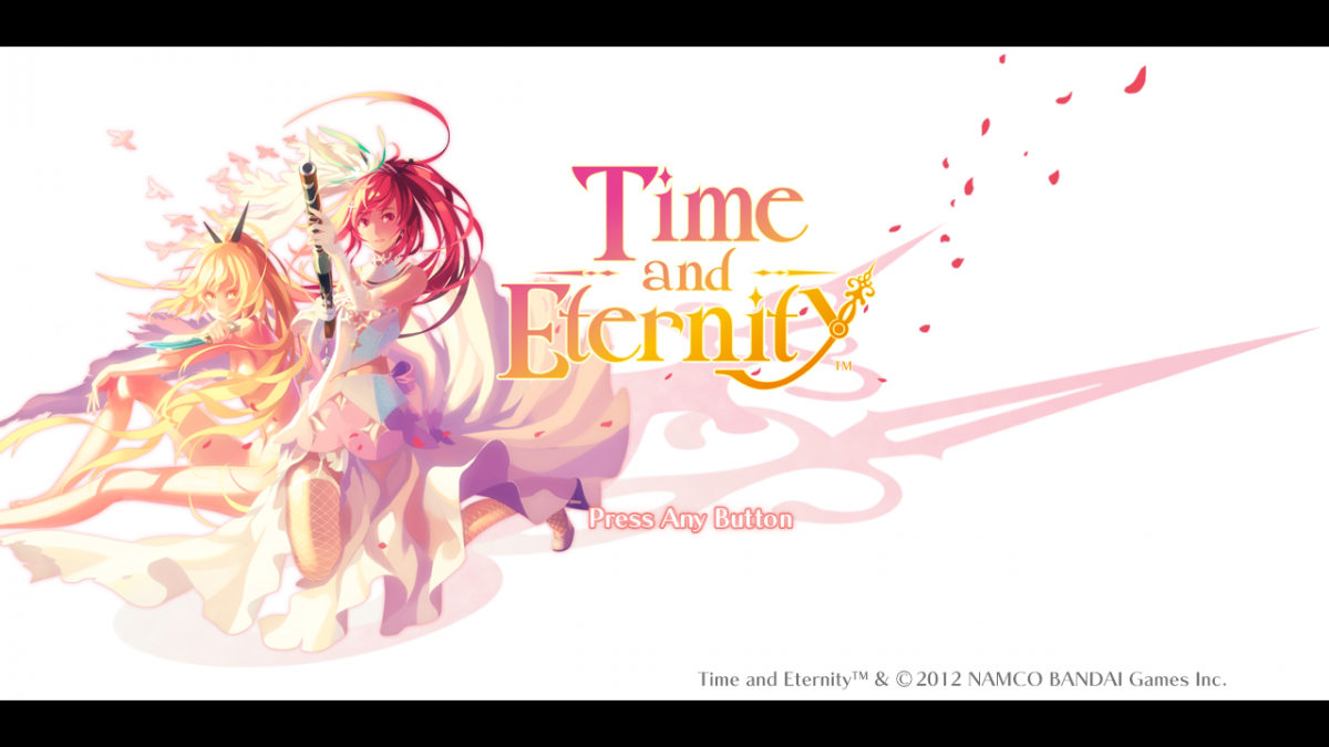 Time and Eternity title screen for PlayStation 3 (PS3) JRPG video game. 