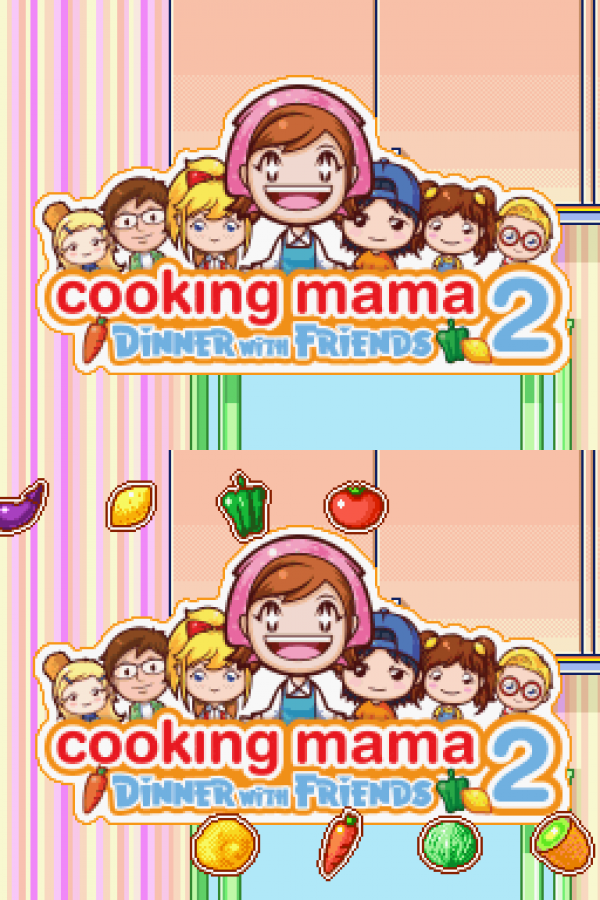Cooking Mama 2: Dinner With Friends home screen for Nintendo DS (DS) cooking simulation mini-game video game