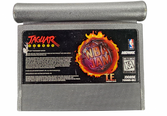 NBA Jam Tournament Edition Atari Jaguar for arcade basketball video game fans featuring high flying dunks two on two basketball action turbo boosts exaggerated gameplay classic NBA teams and players fast paced matches special moves and retro Atari Jaguar gaming collectible appeal front