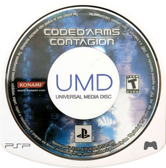 Coded Arms Contagion PlayStation Portable PSP for first person shooter video game fans featuring futuristic sci fi combat virtual reality missions advanced weapons fast paced shooting gameplay enemy battles strategic upgrades cyberpunk environments action packed handheld adventure collectible gaming appeal UMD disc