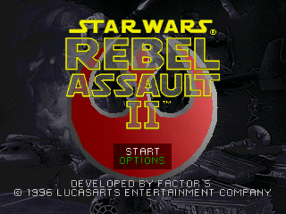 Star Wars: Rebel Assault II start screen for PlayStation 1 (PS1) rail shooter video game