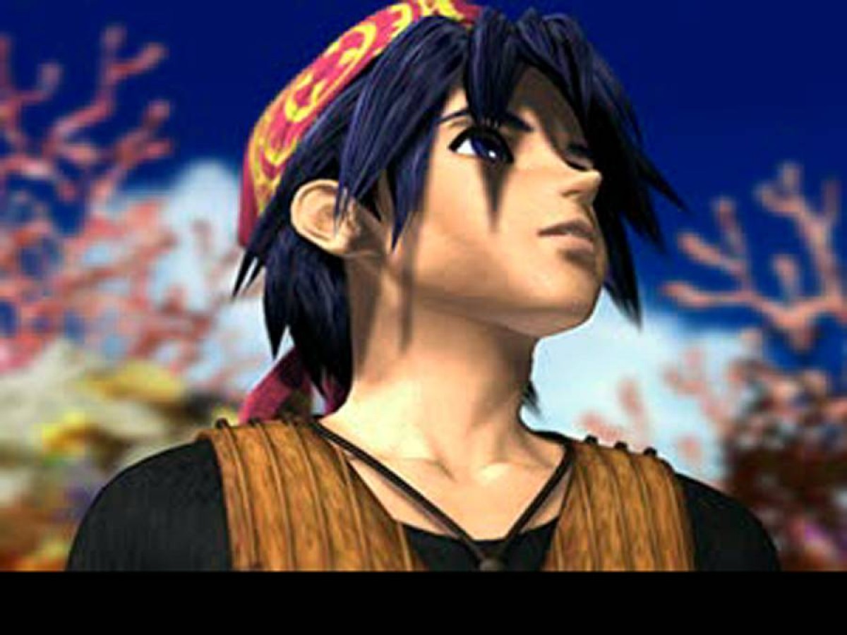 Retro Chrono Cross PS1 inspired design featuring classic JRPG fantasy aesthetic vintage PlayStation adventure surreal parallel worlds ensemble cast magical realism vibrant ocean island setting iconic Squaresoft storytelling nostalgic role playing game presentation gameplay