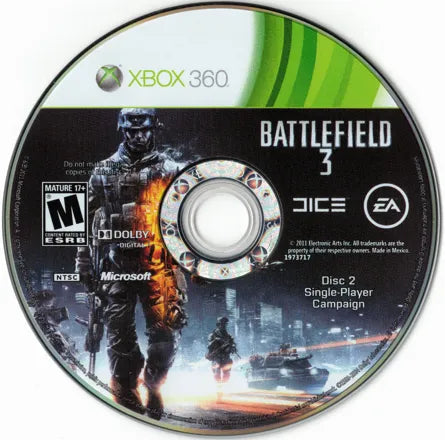 Battlefield 3 disc 2 for Xbox 360 (X360) first-person shooter video game