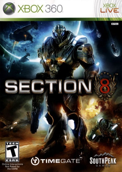 Section 8 cover art for Xbox 360 (X360) sci-fi first-person shooter video game