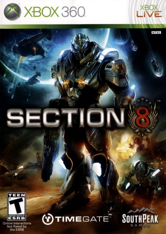 Section 8 cover art for Xbox 360 (X360) sci-fi first-person shooter video game