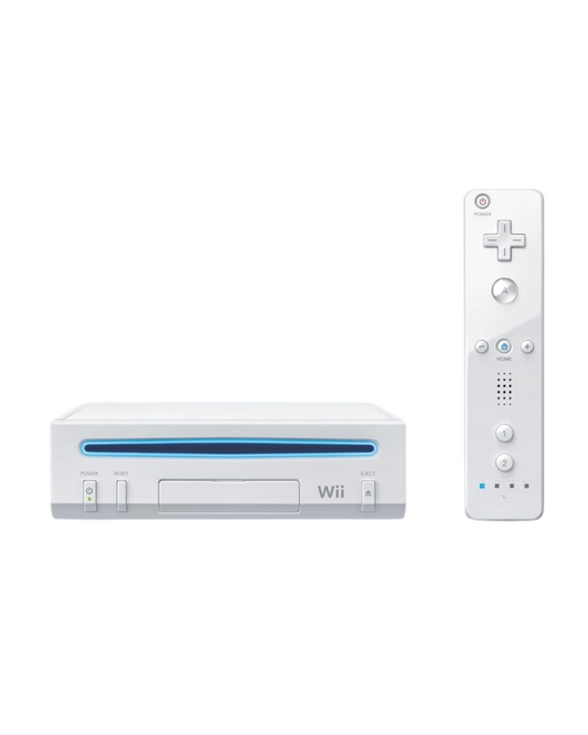 Wii Console V2 inspired design featuring streamlined Nintendo gaming hardware aesthetic family friendly motion controls compact white console design casual multiplayer entertainment iconic seventh generation gaming nostalgia home console presentation console and controller 