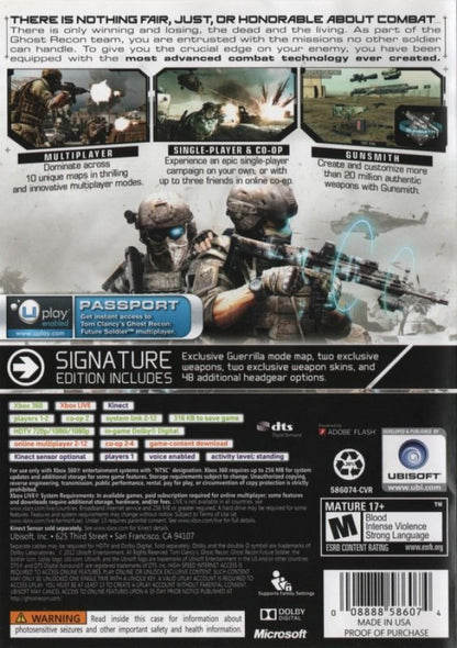 LocalID_67711Tom Clancy's Ghost Recon Future Soldier Signature Edition Xbox 360 inspired design featuring tactical military shooter aesthetic advanced battlefield technology elite special forces operations stealth combat futuristic weaponry squad based action cinematic modern warfare presentation back art 