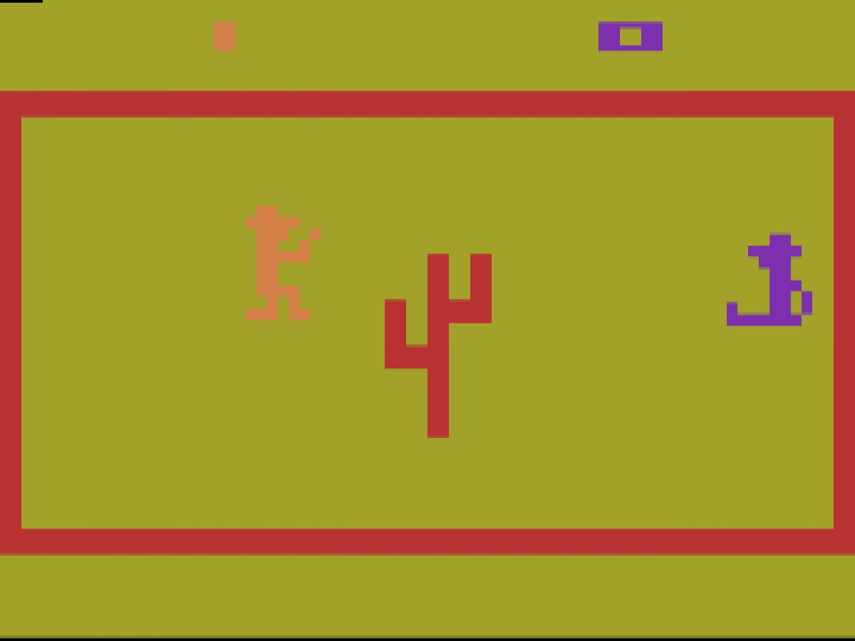 Outlaw gameplay art for Atari 2600 video game