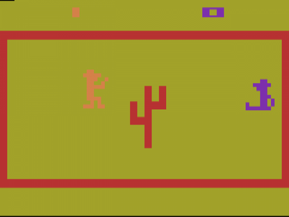 Outlaw gameplay art for Atari 2600 video game