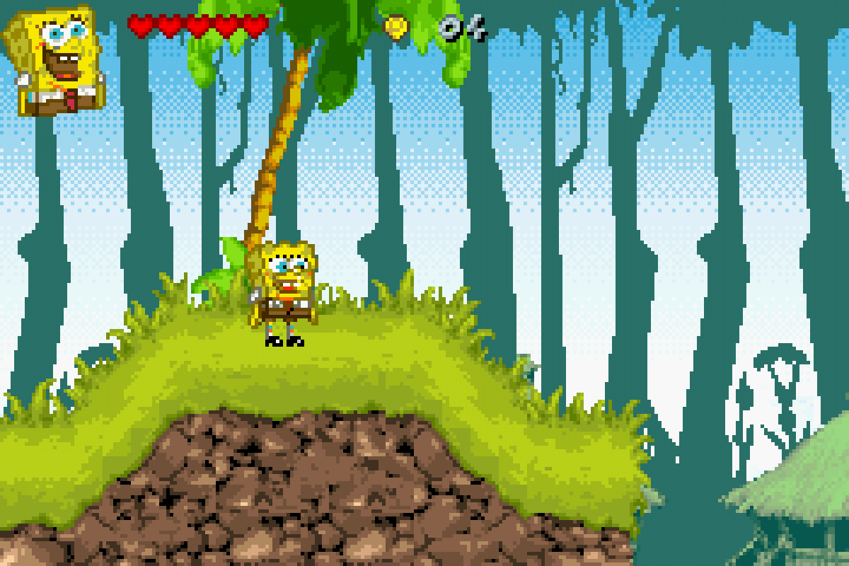 Nicktoons Attack of the Toybots for Game Boy Advance, gameplay for a retro video game featuring action platforming gameplay, crossover cartoon characters, combat challenges, puzzle-solving, and side-scrolling adventure